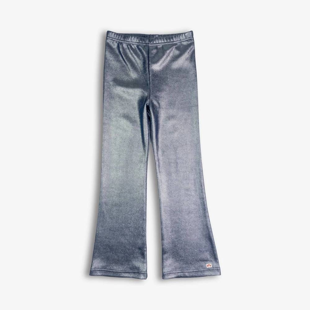 NEW APPAMAN girls metallic flare leggings in navy shine
